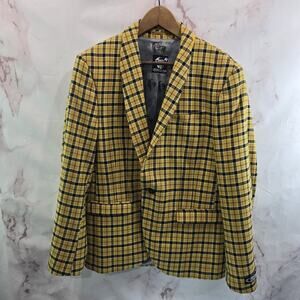 Twisted Tailor Blazer Mens 42R Yellow Black Plaid Sport Coat Suit Jacket Austin